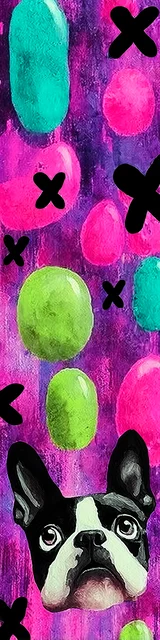 Free printable dog bookmark featuring x marks with boston terrier